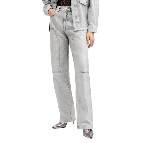 AllSaints Mia Metallic Wide Leg Denim Cargo Jeans